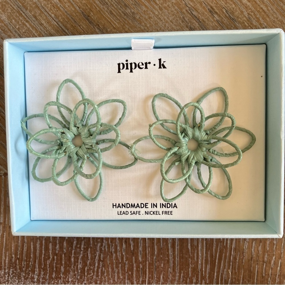 NIB Piper K Handmade Teal Flower lead safe nickel free